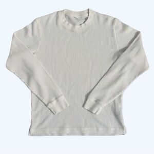 Uniqlo Basic Waffle White Long Sleeve Crew Shirt